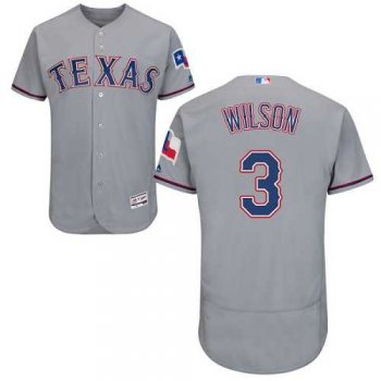 Texas Rangers #3 Russell Wilson Grey Flexbase Authentic Collection Stitched MLB Jersey