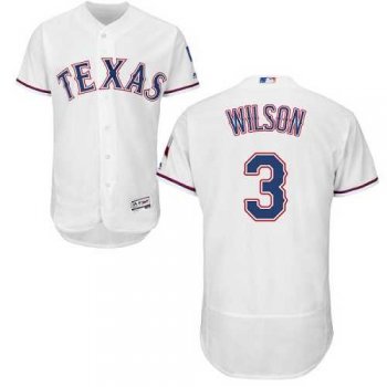 Texas Rangers #3 Russell Wilson White Flexbase Authentic Collection Stitched MLB Jersey