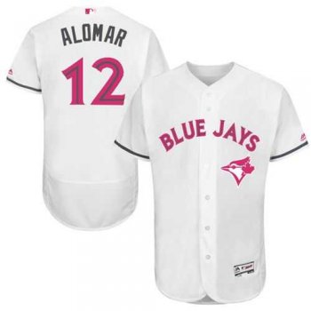 Toronto Blue Jays #12 Roberto Alomar White Flexbase Authentic Collection Mother's Day Stitched MLB Jersey