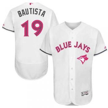 Toronto Blue Jays #19 Jose Bautista White Flexbase Authentic Collection Mother's Day Stitched MLB Jersey