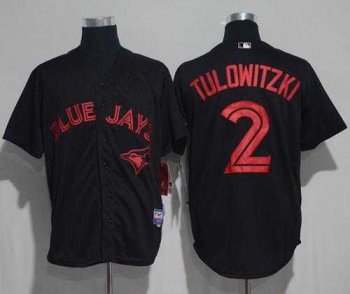 Toronto Blue Jays #2 Troy Tulowitzki Black Strip Stitched MLB Jersey