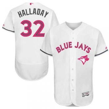 Toronto Blue Jays #32 Roy Halladay White Flexbase Authentic Collection Mother's Day Stitched MLB Jersey