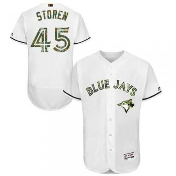 Toronto Blue Jays #45 Drew Storen White Flexbase Authentic Collection Memorial Day Stitched MLB Jersey