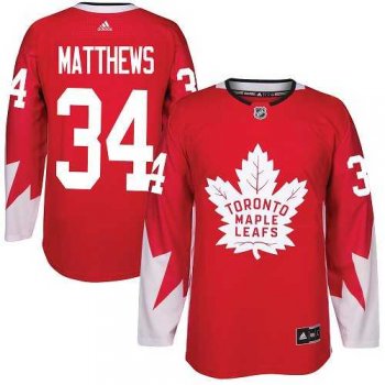 Toronto Maple Leafs #34 Auston Matthews Red Alternate Stitched NHL Jersey