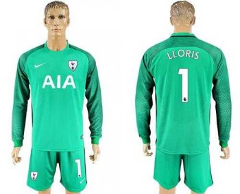 Tottenham Hotspur #1 Lloris Green Goalkeeper Long Sleeves Soccer Club Jersey