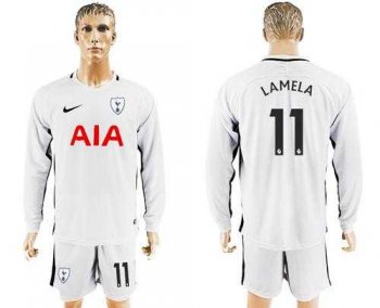 Tottenham Hotspur #11 Lamela Home Long Sleeves Soccer Club Jersey