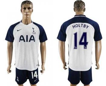 Tottenham Hotspur #14 Holtby White Home Soccer Club Jersey