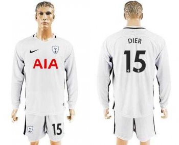 Tottenham Hotspur #15 Dier Home Long Sleeves Soccer Club Jersey