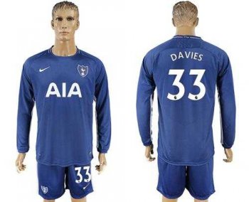 Tottenham Hotspur #33 Davies Away Long Sleeves Soccer Club Jersey