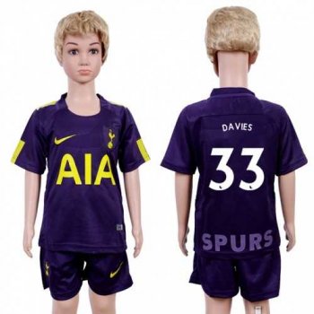 Tottenham Hotspur #33 Davies Sec Away Kid Soccer Club Jersey