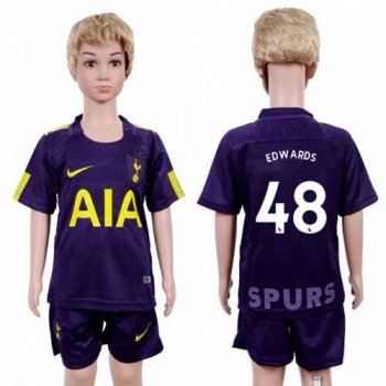 Tottenham Hotspur #48 Edwards Sec Away Kid Soccer Club Jersey