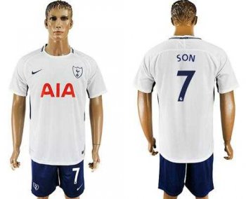 Tottenham Hotspur #7 Son White Blue Soccer Club Jersey