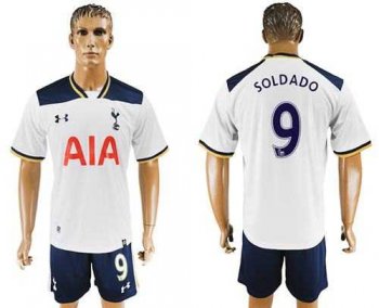 Tottenham Hotspur #9 Soldado White Home Soccer Club Jersey