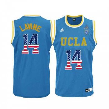 UCLA Bruins #14 Zach LaVine Blue USA Flag Pac 12 College Basketball Jersey