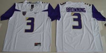 UConn Huskies #3 Jake Browning White Limited Stitched NCAA Jersey