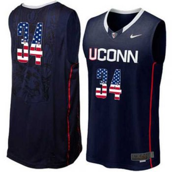 Uconn Huskies #34 Ray Allen Navy USA Flag College Basketball Jersey