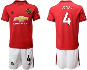 Manchester United #4 Jones Red Home Soccer Club Jersey