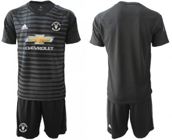 Manchester United Blank Black Goalkeeper Soccer Club Jersey