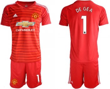 Manchester United #1 De Gea Red Goalkeeper Soccer Club Jersey