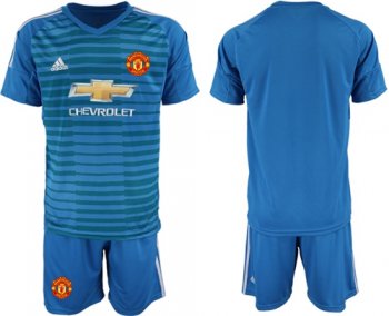 Manchester United Blank Blue Goalkeeper Soccer Club Jersey