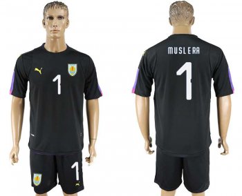 Uruguay #1 MUSLERA Black Goalkeeper 2018 FIFA World Cup Soccer Jersey