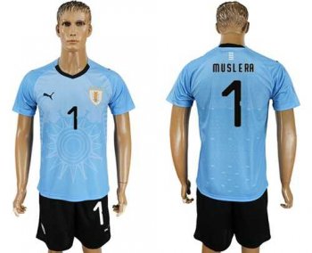 Uruguay #1 Muslera Home Soccer Country Jersey