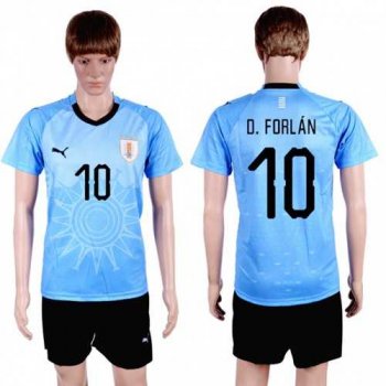 Uruguay #10 D.Forlan Home Soccer Country Jersey