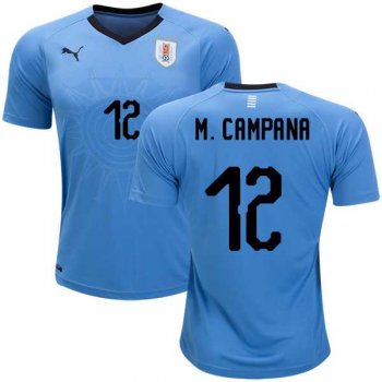 Uruguay #12 M.Campana Home Soccer Country Jersey