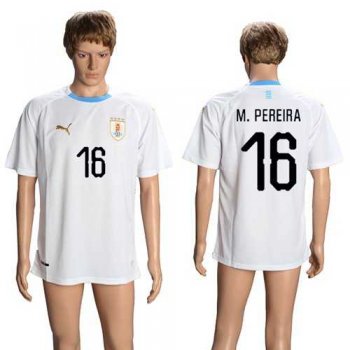 Uruguay #16 M.Pereira Away Soccer Country Jersey