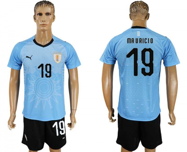 Uruguay #19 MAURICIO Home 2018 FIFA World Cup Soccer Jersey