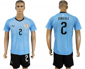 Uruguay #2 GIMENEZ Home 2018 FIFA World Cup Soccer Jersey