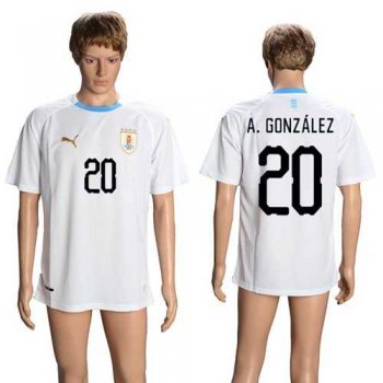 Uruguay #20 A.Gonzalez Away Soccer Country Jersey