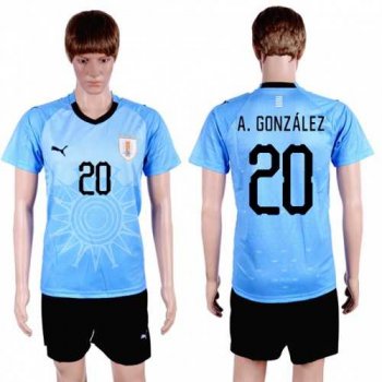 Uruguay #20 A.Gonzalez Home Soccer Country Jersey