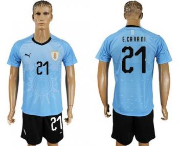 Uruguay #21 E.Cavani Home Soccer Country Jersey