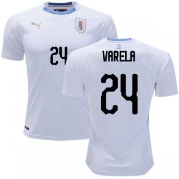 Uruguay #24 Varela Away Soccer Country Jersey