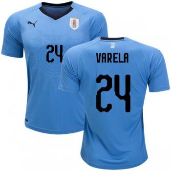 Uruguay #24 Varela Home Soccer Country Jersey