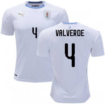 Uruguay #4 Valverde Away Soccer Country Jersey