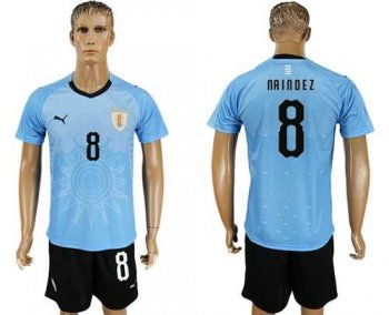 Uruguay #8 Naindez Home Soccer Country Jersey