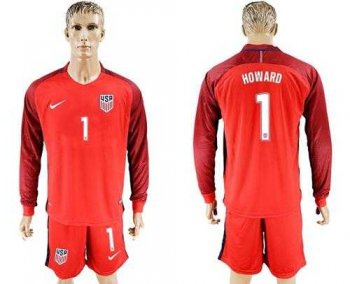 USA #1 Howard Away Long Sleeves Soccer Country Jersey