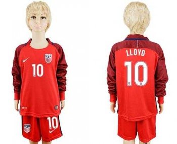 USA #10 LLOYD Away Long Sleeves Kid Soccer Country Jersey