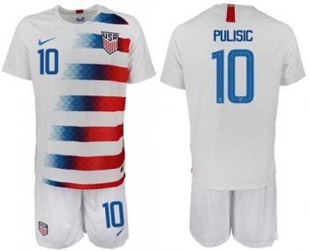 USA #10 Pulisic Home Soccer Country Jersey