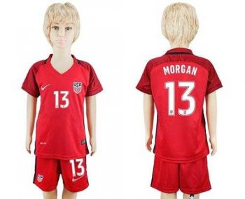 USA #13 Morgan Away Kid Soccer Country Jersey