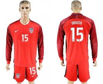 USA #15 Orozco Away Long Sleeves Soccer Country Jersey