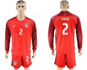 USA #2 Yedlin Away Long Sleeves Soccer Country Jersey