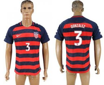 USA #3 Gonzalez Away Soccer Country Jersey