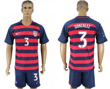 USA #3 Gonzalez Away Soccer Country Jersey