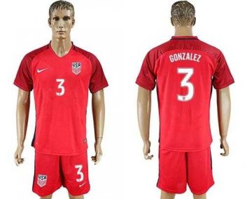 USA #3 Gonzalez Away Soccer Country Jersey