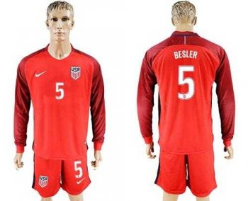 USA #5 Besler Away Long Sleeves Soccer Country Jersey