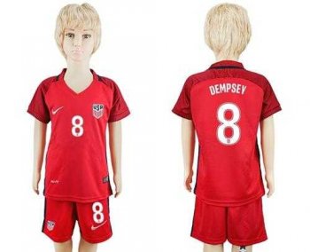 USA #8 Dempsey Away Kid Soccer Country Jersey