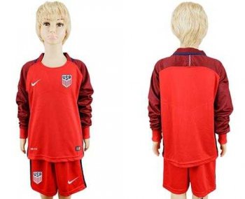 USA Blank Away Long Sleeves Kid Soccer Country Jersey